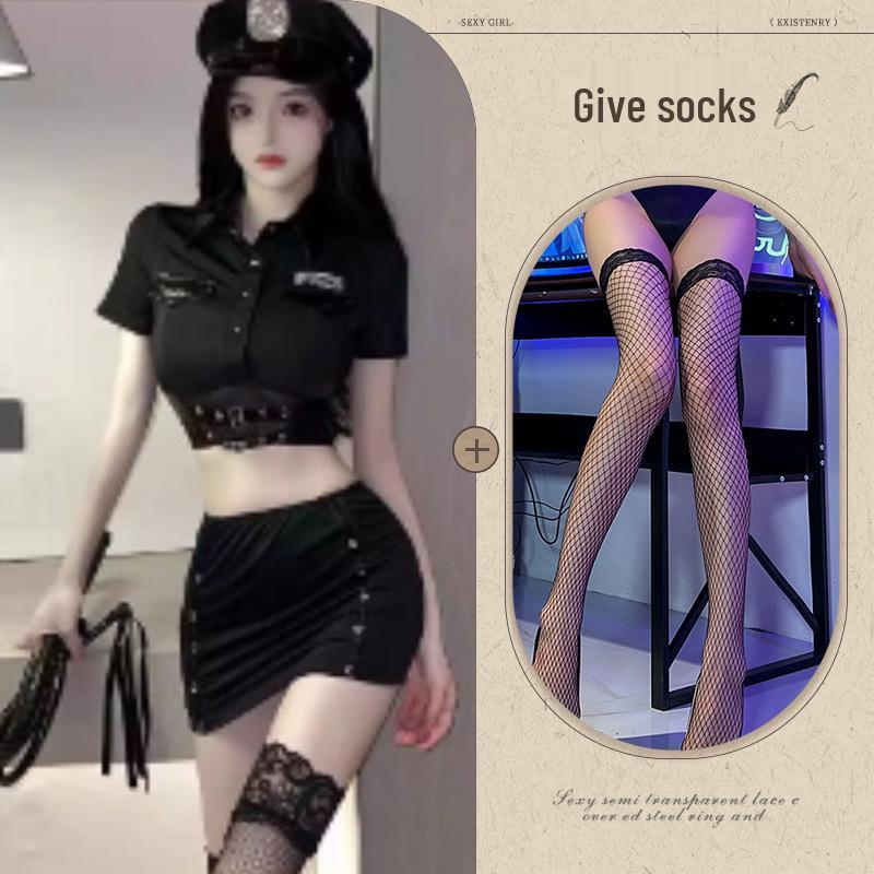 Provokativní policistka a sekretářka cosplay spodní prádlo s otevřeným rozkrokem