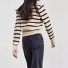 Autumn Women's V-neck Long Sleeved Sweater Striped Knitted Sweater Cardigan Design Sense