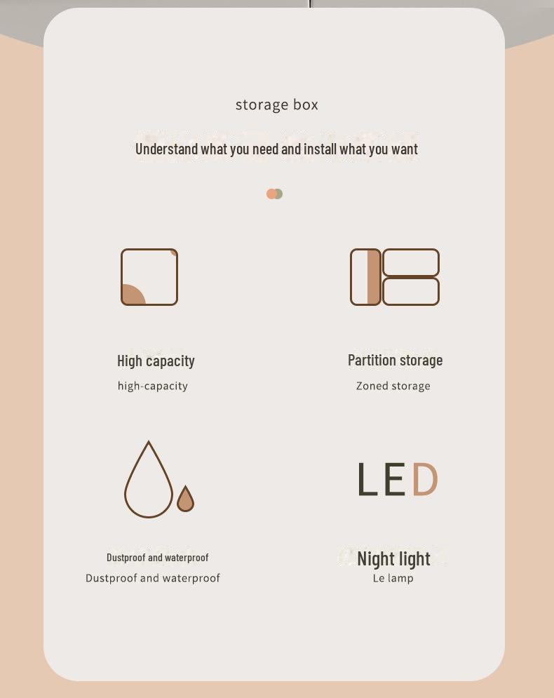 Boîte de Rangement Cosmétique Anti-Poussière de Grande Capacité avec Miroir pour Coiffeuse.