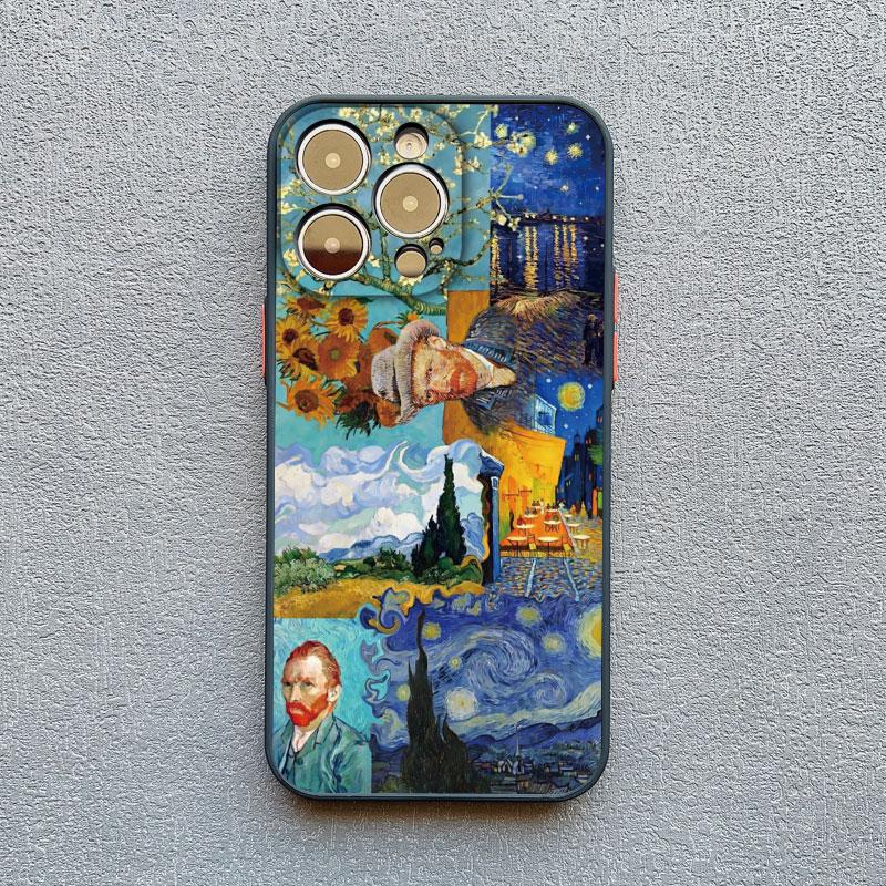 Vintage Van Gogh Phone Case for iPhone 16 13 12 Mini 15 11 14 Pro Max Illustration Case for iPhone 8 7 Plus SE X XS XR Cover
