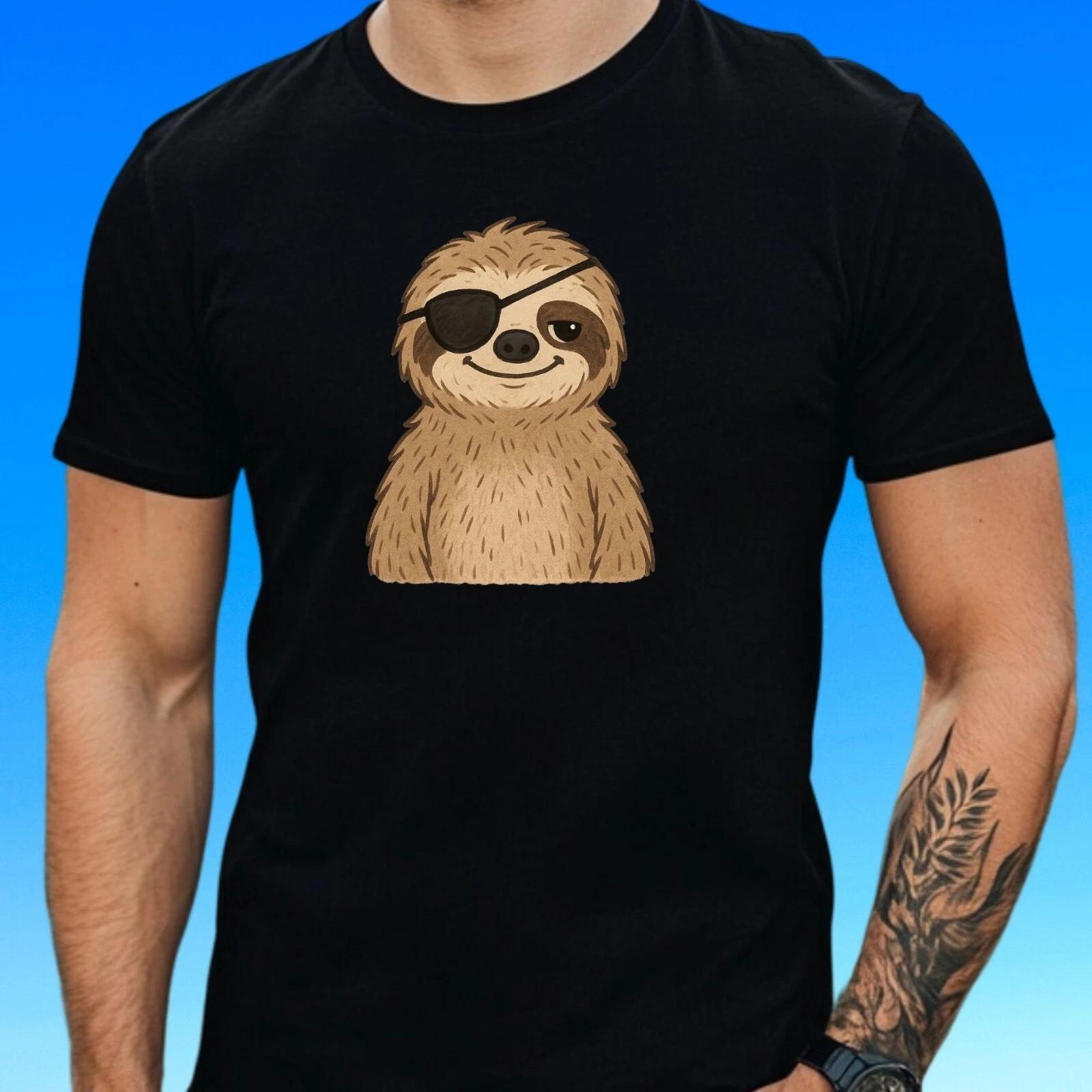 T-Shirt Herren Piraten Faultier Motiv Baumwolle Größe S bis 5XL XL