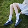Ruffle Ankle Socks for Women Cotton Soft Solid Color Ribbed Knitted Lettuces Edge Low Cut Middle Tube Frilly Crew Socks