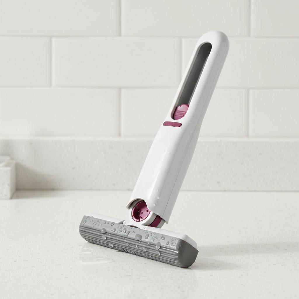 

Portable Mini Mop No Hand Wash Lazy Sponge Mop for Home Desktop Glass and Toilet Slit Cleaning Tool белый