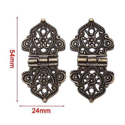 3ks Vintage Alloy Dutý květinový pant 24*54mm Nábytkové kování Kovové panty v krabici pro vlastní potřebu