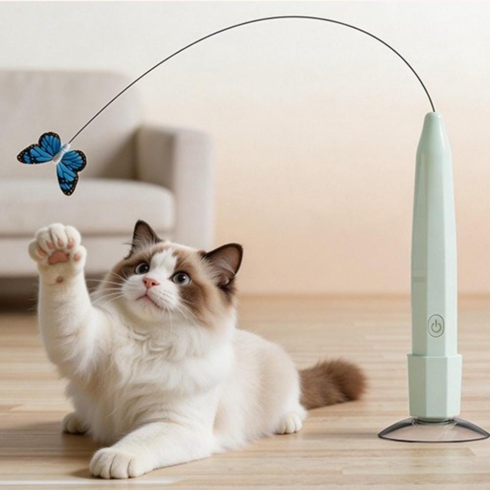 Suction Cup Base Automatic Cat Teaser USB Rechargeable Interactive Pet Toy  Kitten Play