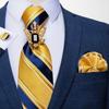 Dibangu Striped Wedding Tie Handkerchief Men's Necktie Pocket Square Ring Tie Set for Gift