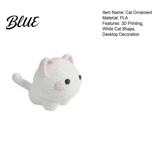 Kitten Decorative Statue 3D Printed Mini Cat Figurine, Cartoon White Statue, Modern Ornament Animal Sculpture for Desk Decoration, Gift Pet