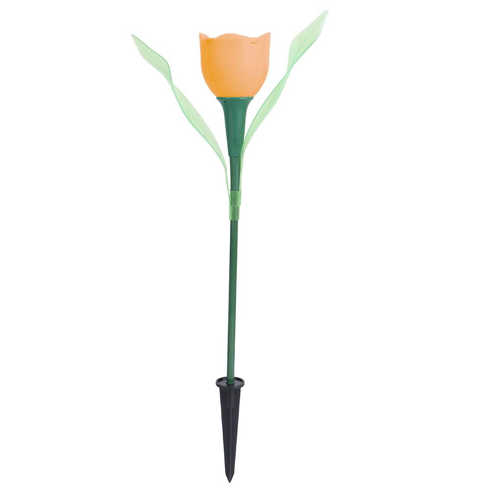 4Pcs Outdoor Solar Power Tulip LED Flower Light Waterproof Garden Lawn Lamp DecorationOrange