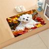 Cute puppy pattern non-slip welcome carpet lying on the autumn maple leaves