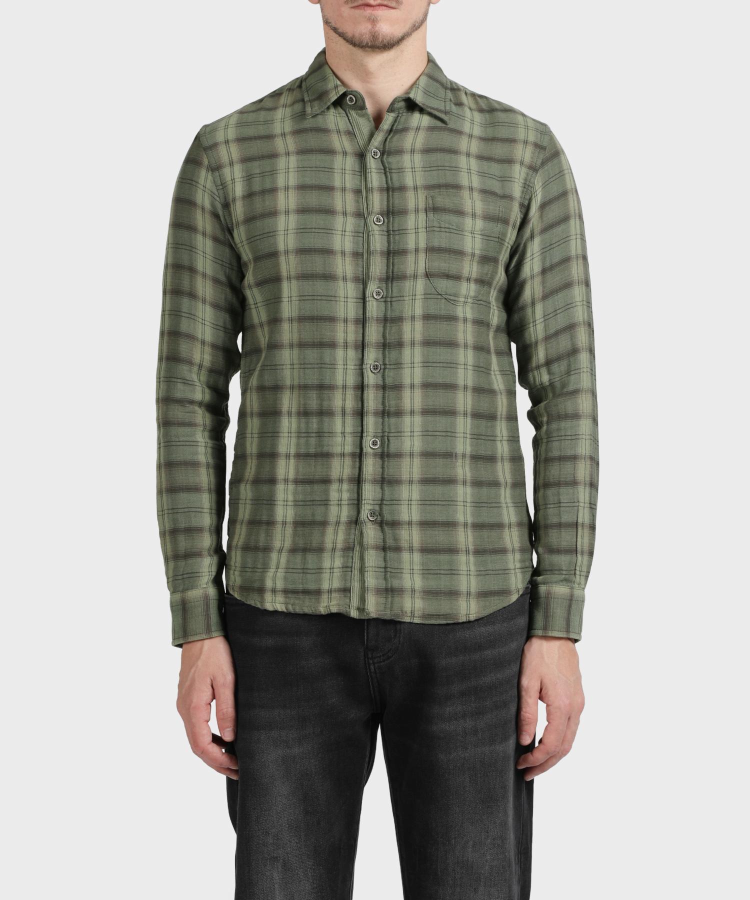 Panicalle Green Cotton Check Shirt Green/M