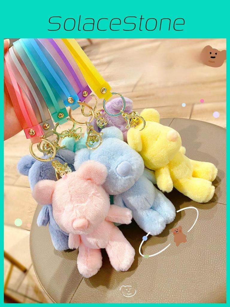 Charming Plush Cartoon Bear Keychain Colorful Candy Colors For Cute Bag Decoration