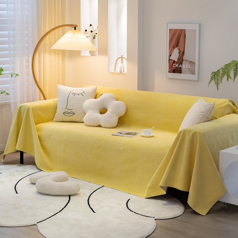 Four Seasons Waterproof Solid Color Cut Velvet Sofa Cover Towel Simple Non-Slip Urine-Proof Anti-Dirty Sofa Towel Covers