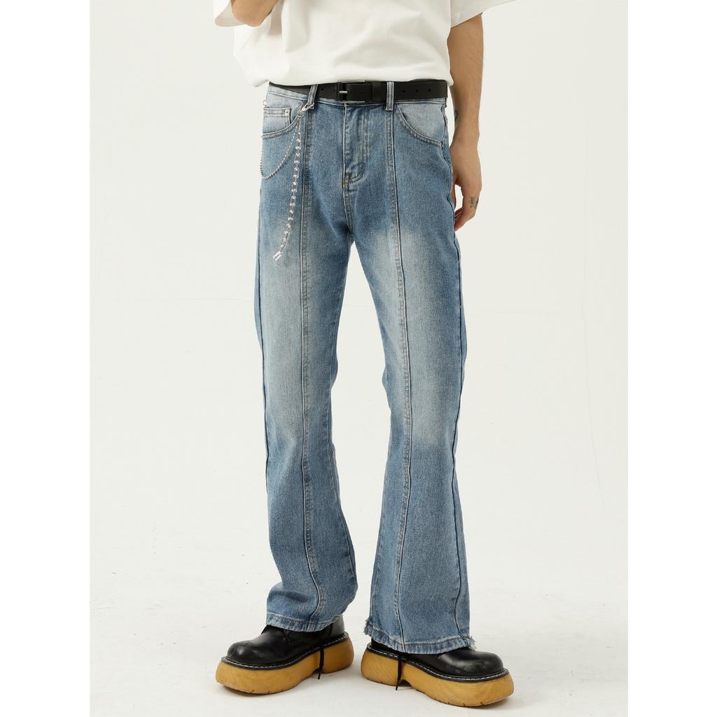 Men's Four Seasons New Korean Edition Loose Micro Horn Fashion Personalized Ragged Edge Jeans for Men