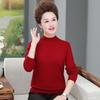 Women's 100% Pure Wool Sweater - Thick, Half High Neck for Middle-aged & Elderly, Autumn/Winter