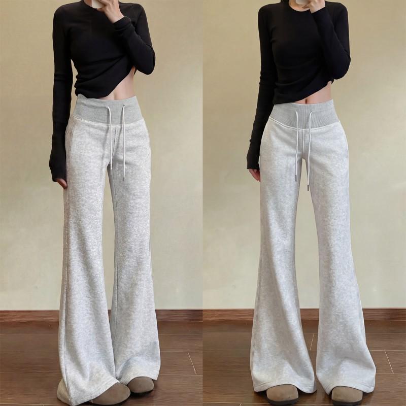 High-Waisted Relaxed Fit Flared Joggers Women - Slimming Wide-Leg Casual Pants In Gray Black Beige Rose Mauve