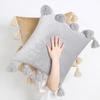 Comfortable Velvets Throw Pillowcase with Fringes Detail Bohemian Cushions Cover for Bed and Chair