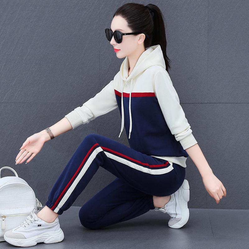 Trendy Women's Two-Piece Casual Suit: Spring/Autumn Hoodie & Long Pants Set