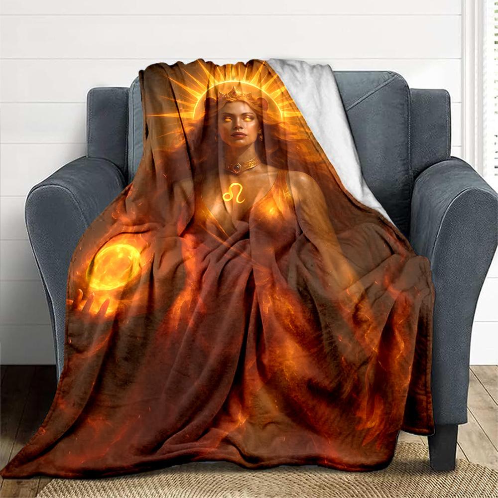 1PC Leo Symbol Blanket Soft Warm All Season Throw for Sofa, Bed, Car, Office Vibrant Colorful Design, Durable & Cozy Gift