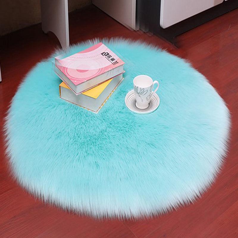 Round Plush Imitation Wool Rug - Versatile Mat for Windows, Bedside, Living Rooms, and Bedrooms