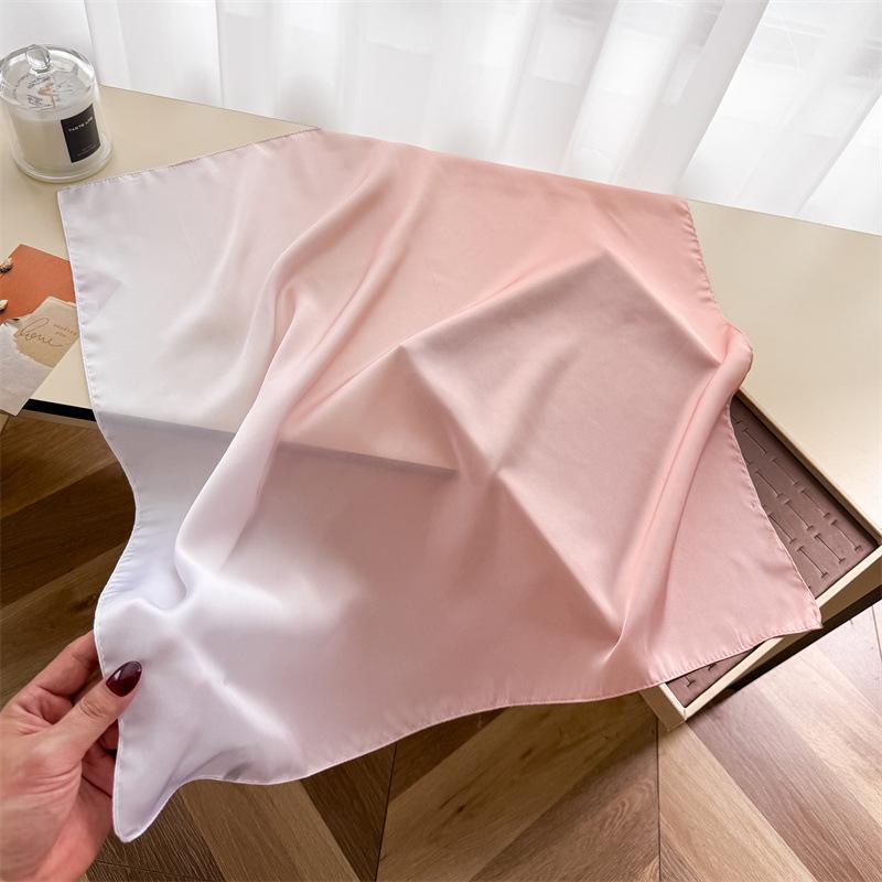 New Gradual Change Simulation Silk Printing Silk Scarf Small Square Scarf High Sense Shawl Sunscreen Neck Scarf Headscarf Women