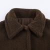 Womens Long Fleece Coat With Turn-Down Collar Single-Breasted Button Front Street Style Oversized Outerwear