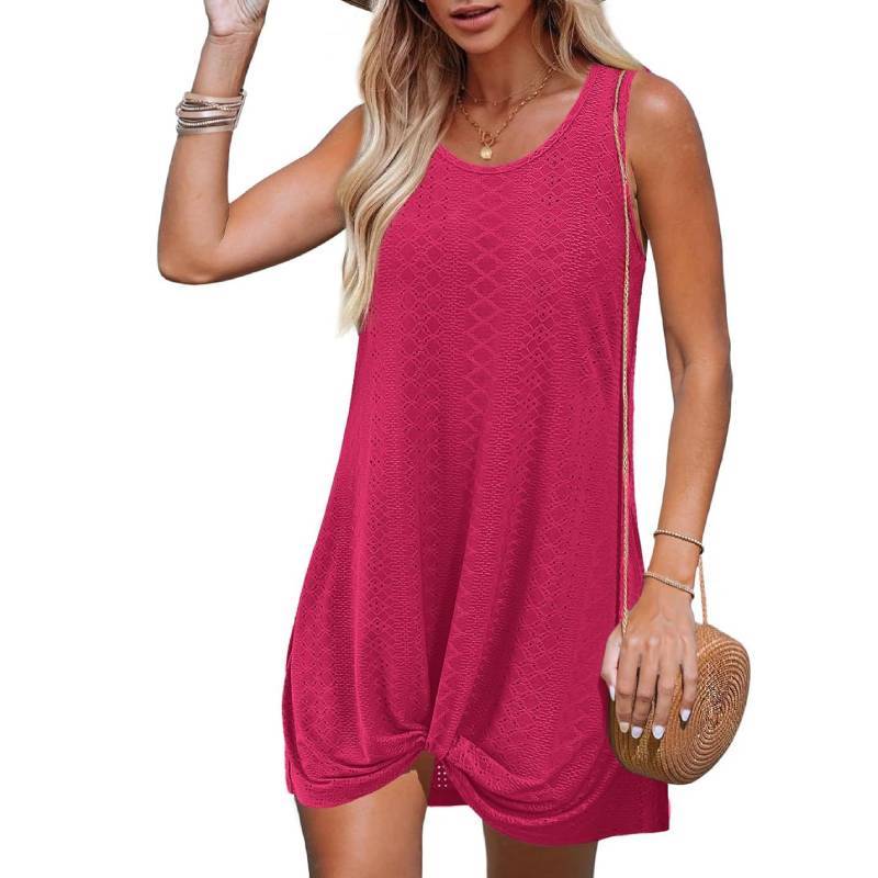 Polyester Splicing Aline Minikleid mit verdrehtem Knoten für den Sommer-Strandurlaub