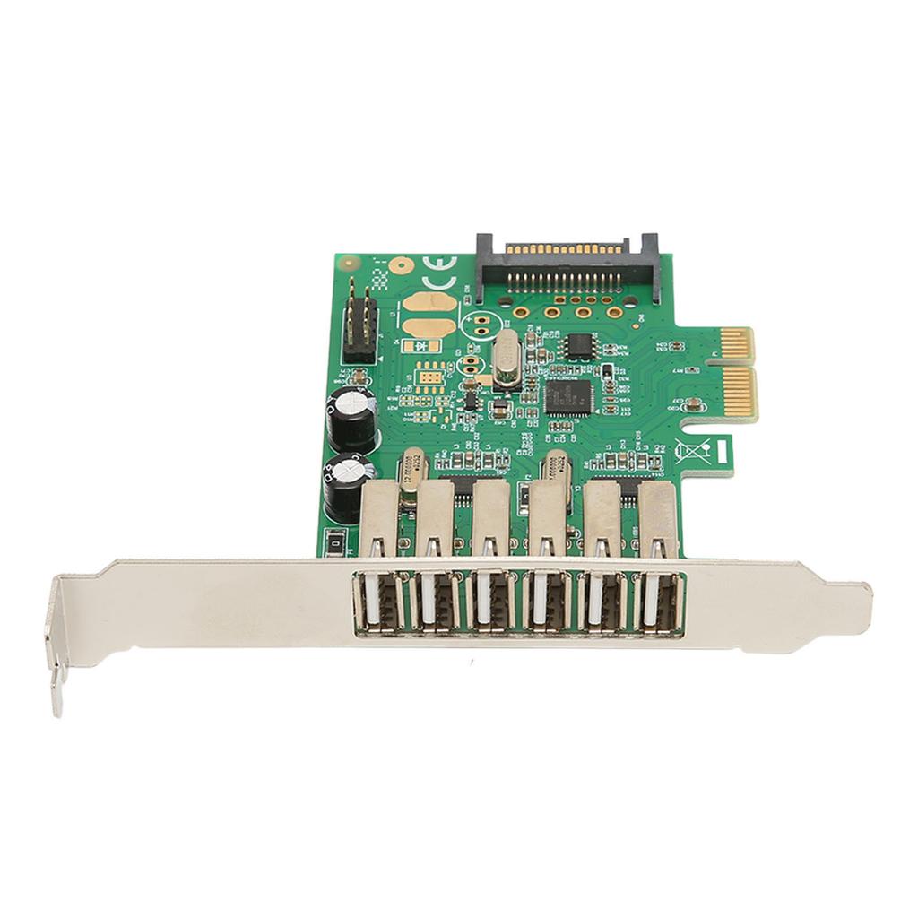 PCIE To USB Expansion Card 6 USB2.0 Interface 15PIN SATA 480Mbps 12Mbps 1.5Mbps Desktop Computer
