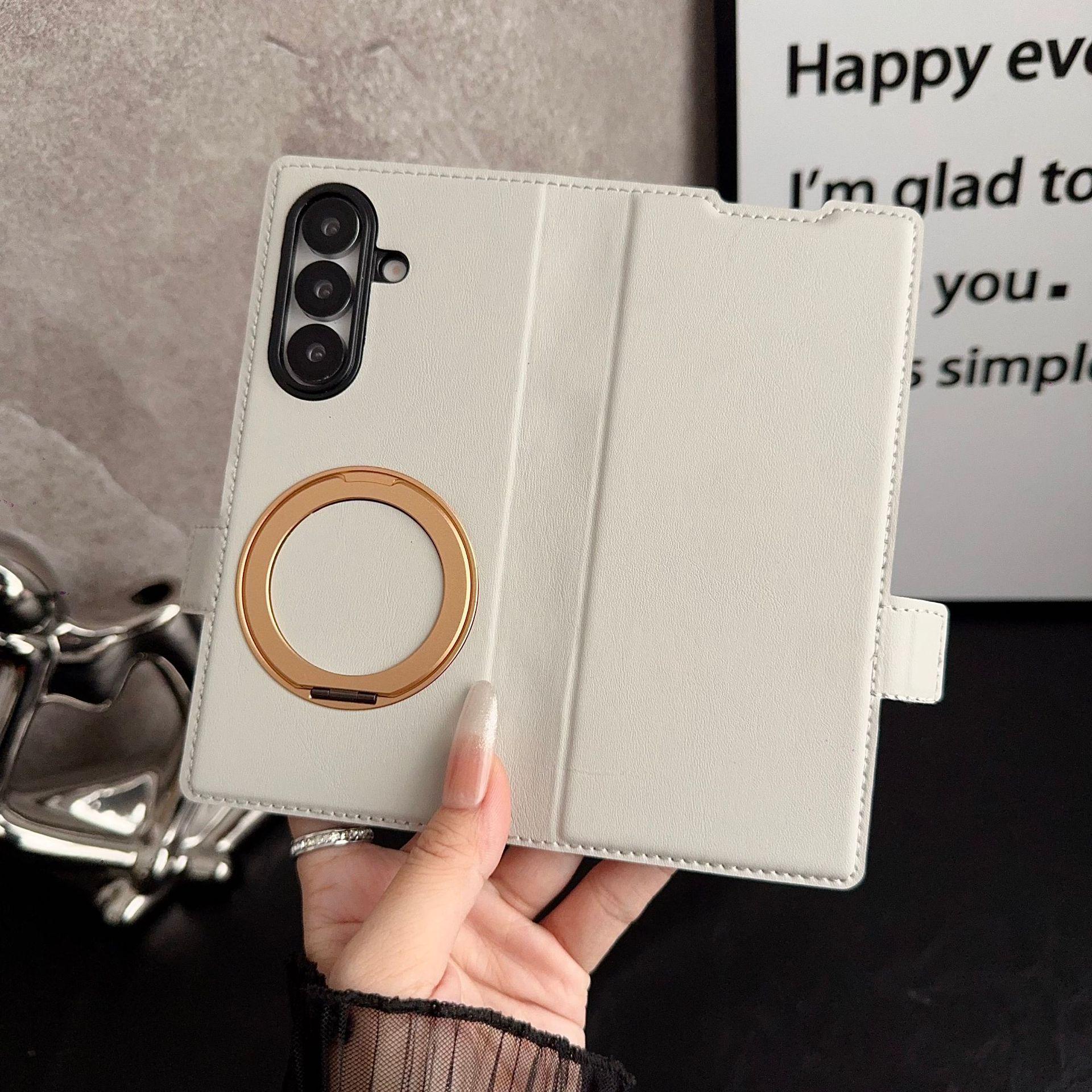 Samsung Z Fold7/Z Fold6 Leather Phone Case with Stand, Card Slot, and Magnetic Closure zFold3