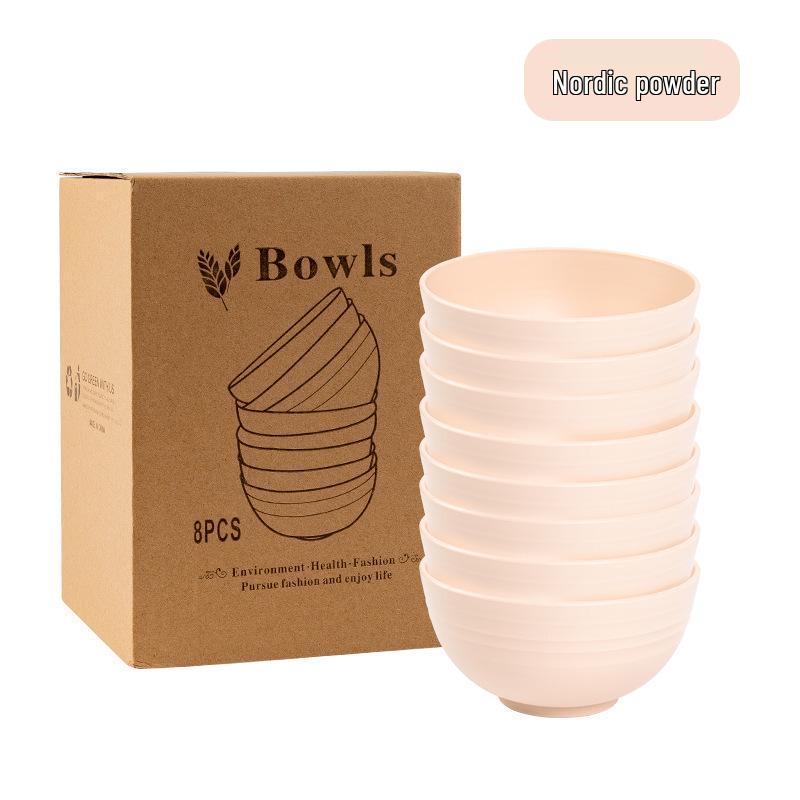 Cross-border PP Plastic Bowl Set - Multi-purpose for Dormitory: Includes Water, Fruit, Salad, Noodle, Soup, and Rice Bowls. Large Size.