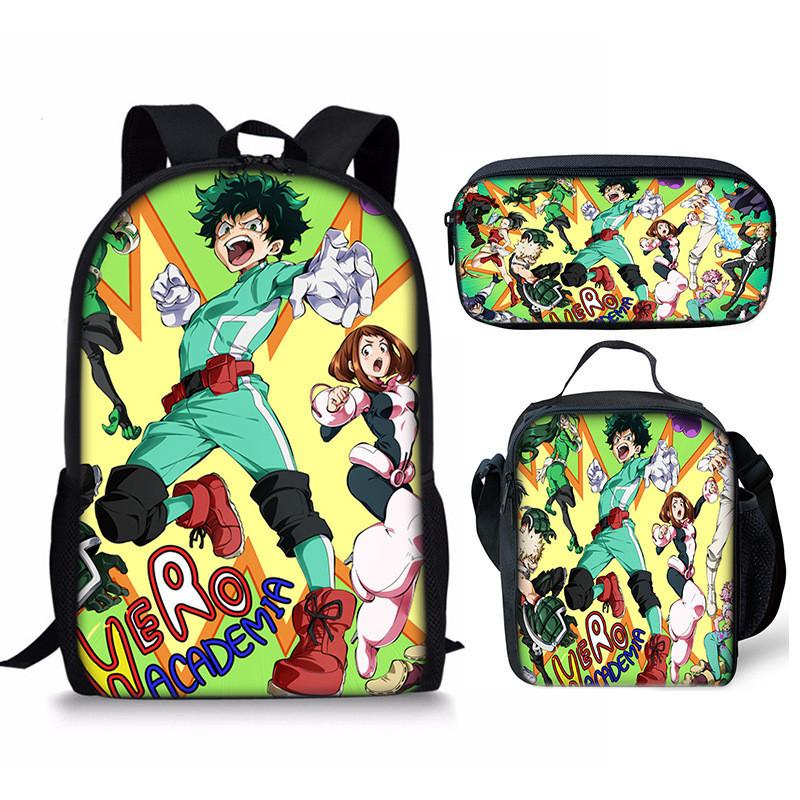 My Hero Academia Schülerrucksack mit Polyesterfutter und Anime-Cartoon-Design für Teenager
