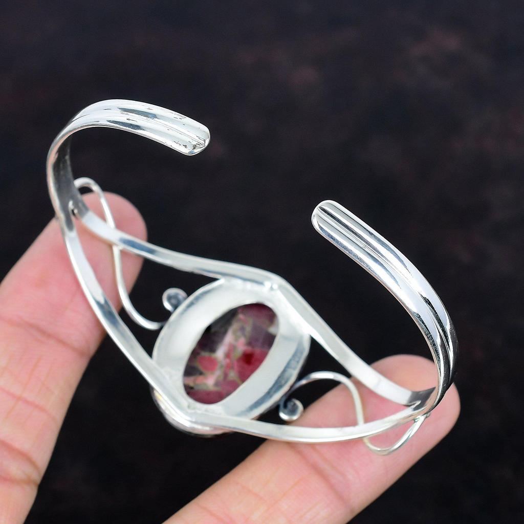 Kingman red mohave copper turquoise bangle 925 sterling silver adjustable cuff bracelet gemstone silver jewelry handmade bangle gift for her