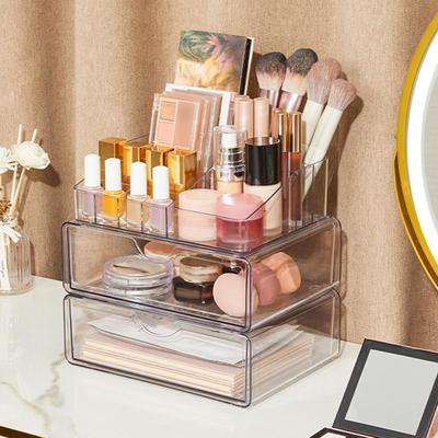 Make-up-Organizer-Koffer Schreibtisch mit 2 Schubladen Modischer tragbarer Tisch-Display-Ständer für