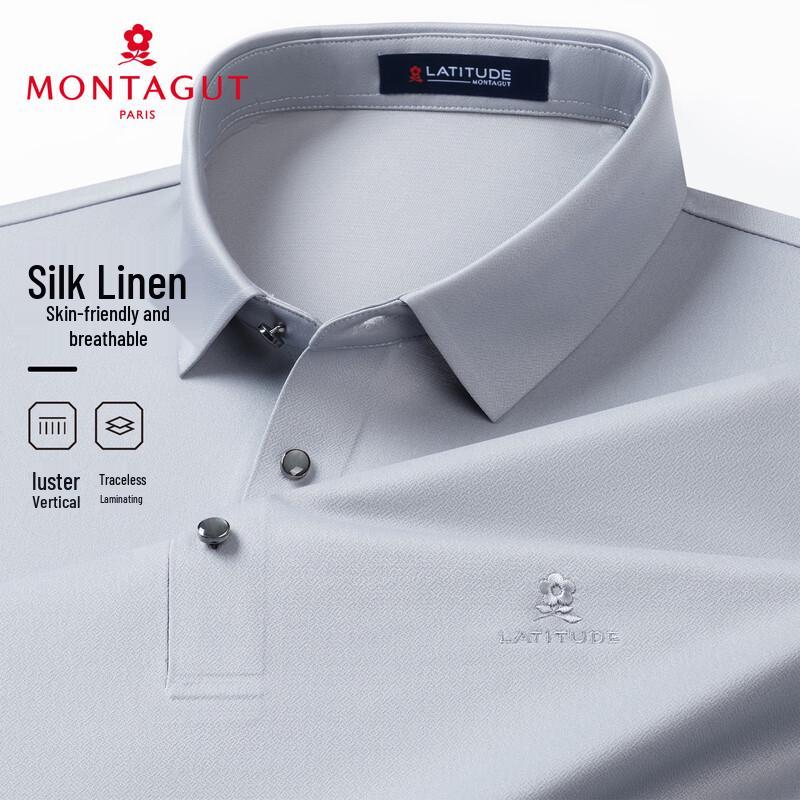 MONTAGUT Men s Silk-Linen Blend Polo Shirt 52