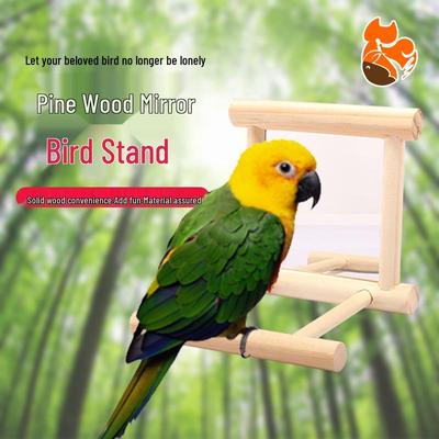 One Pet Sky Wooden Cloud Ladder Climbing Platform with Mirror for Parrots