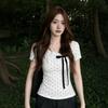 Gram Cotton, Polka Dot Short-sleeved T-shirt Women's Summer Bow Design Sense Unique Slim Short Korean Top