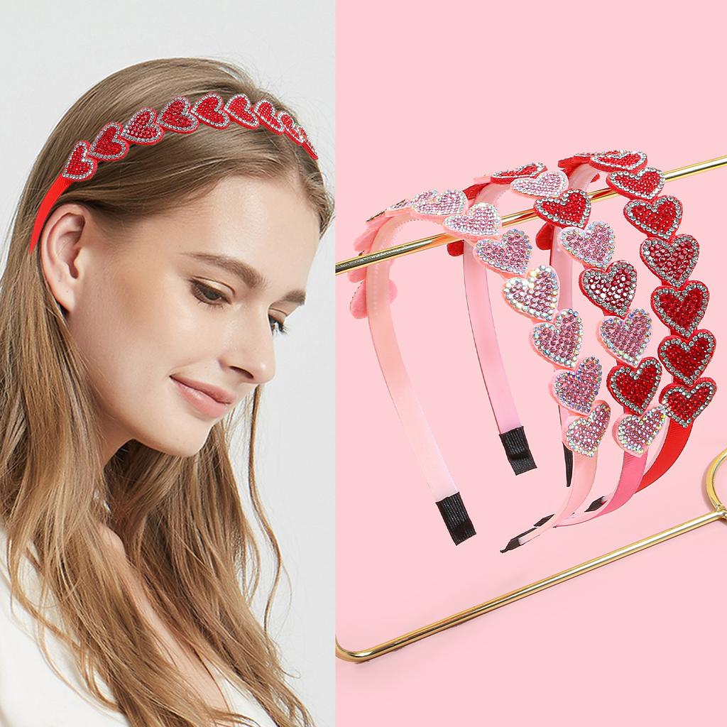 1/3pcs Crystal Heart Headbands for Women Valentine's Day Heart Shaped Hairbands Kids Girls Headband for Party Hair Accessories