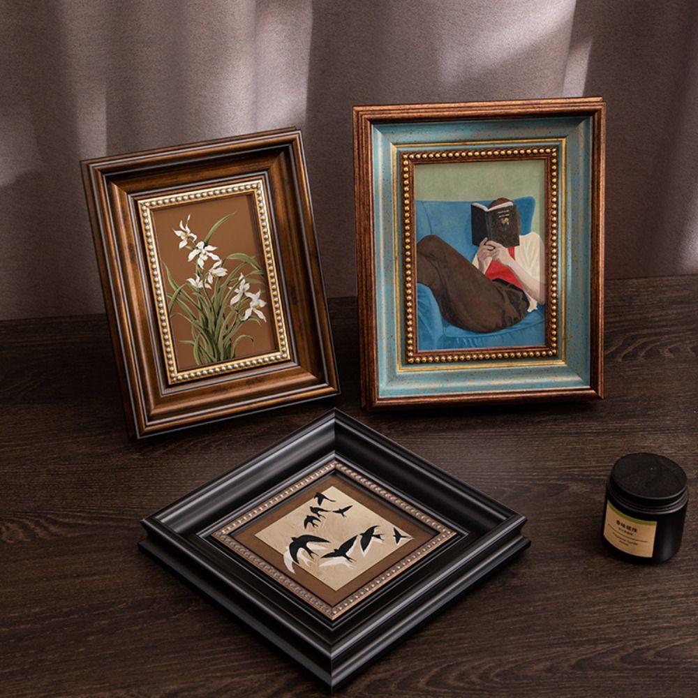 Elegant 6 Inch Photo Frame Black Rustic Resin Picture Frame Desktop Ornament Photo Display Stand Home Decor