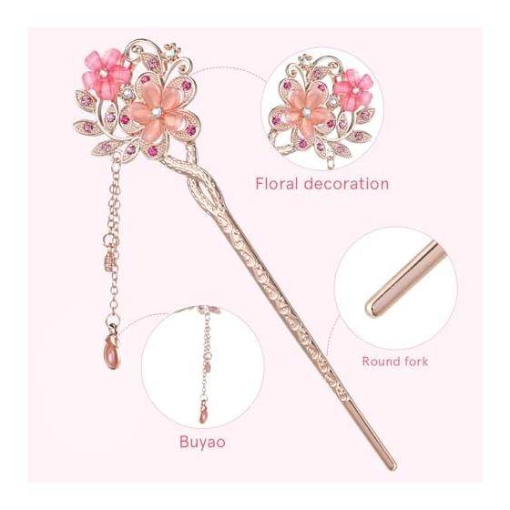 KESYOO Hair Stick Chinese Style Hairpin for Women, Metal Tassel Hair Accessories for Hanfu Cosplay, Vintage Hair Ornaments for Daily Wear, Blue Alloy
