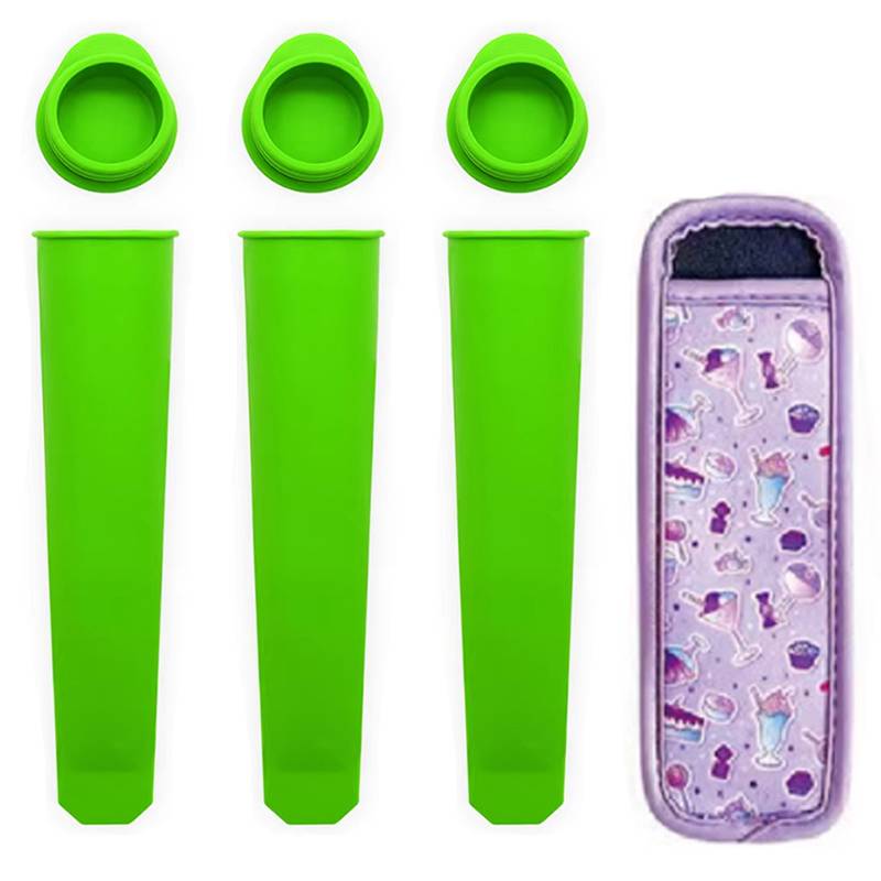 Silicone Ice Pop Molds With Lids Reusable Freeze Pop Mold Food Grade Hand-Held Diy Ice Cream Molds Kitchen Tool Accessory