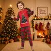 Christmas-print long-sleeve and long-pant matching family loungewear set