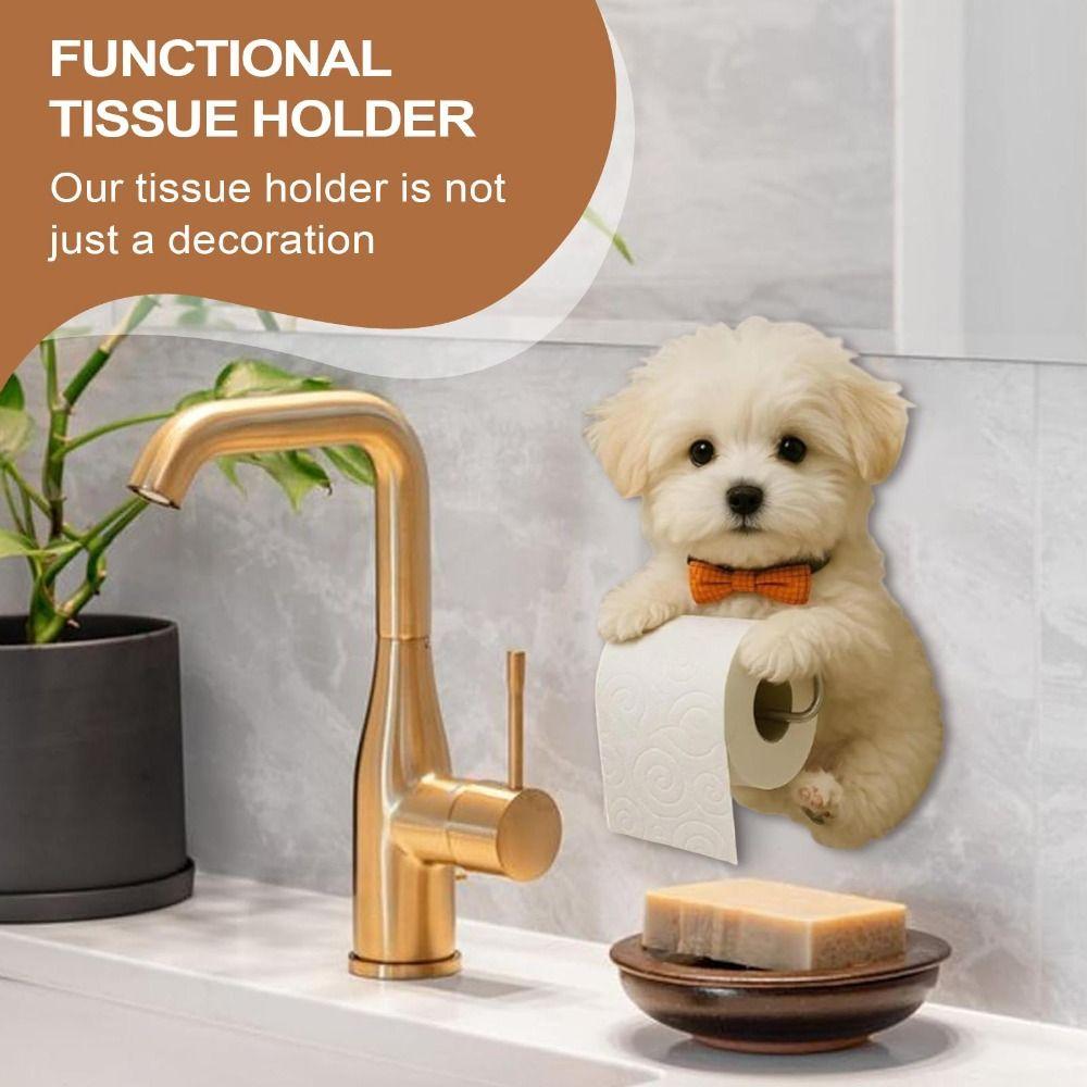 3D Dog Shape Roll Paper Organizer Decorative Hanging Paper Towel Stand  Dorm Room