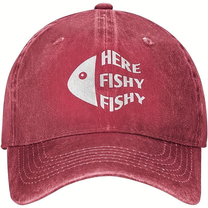 Fish Letter Printed Washed Baseball Caps for Men and Women, Outdoor Fishing, Sun Protection, Sun Shading, Duckbill Caps