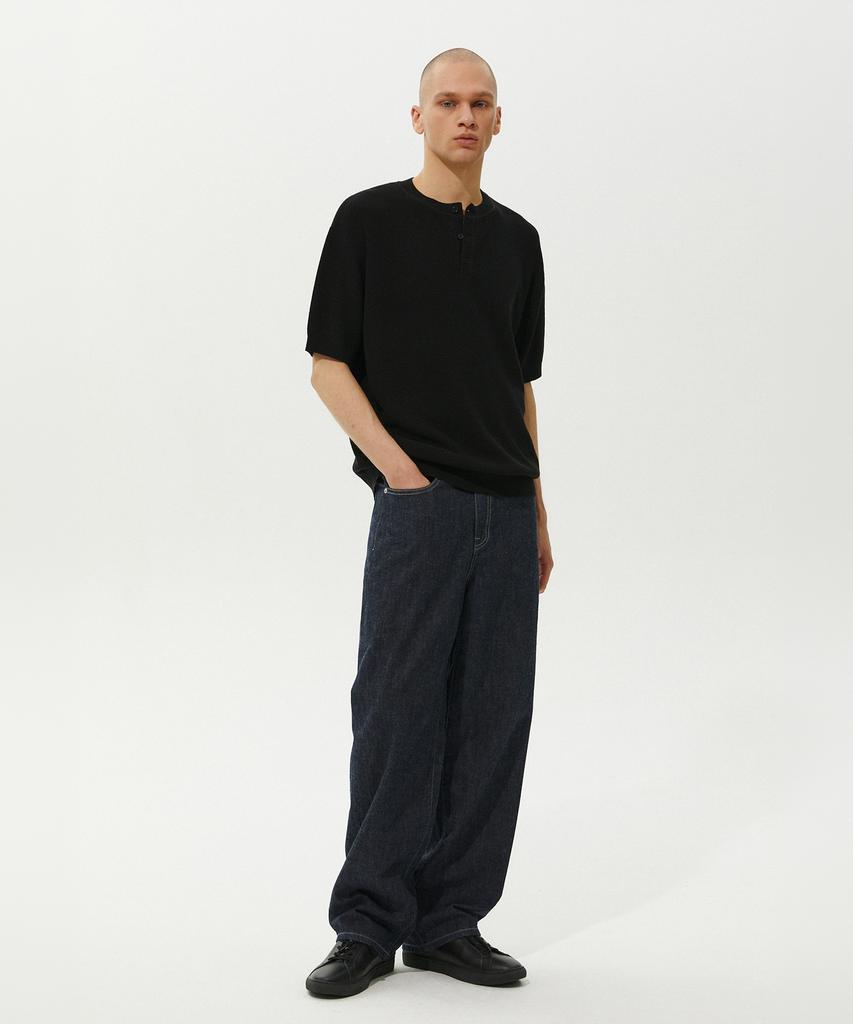PLAC Essentials Wide Linen Denim Pants M08 Deep Blue