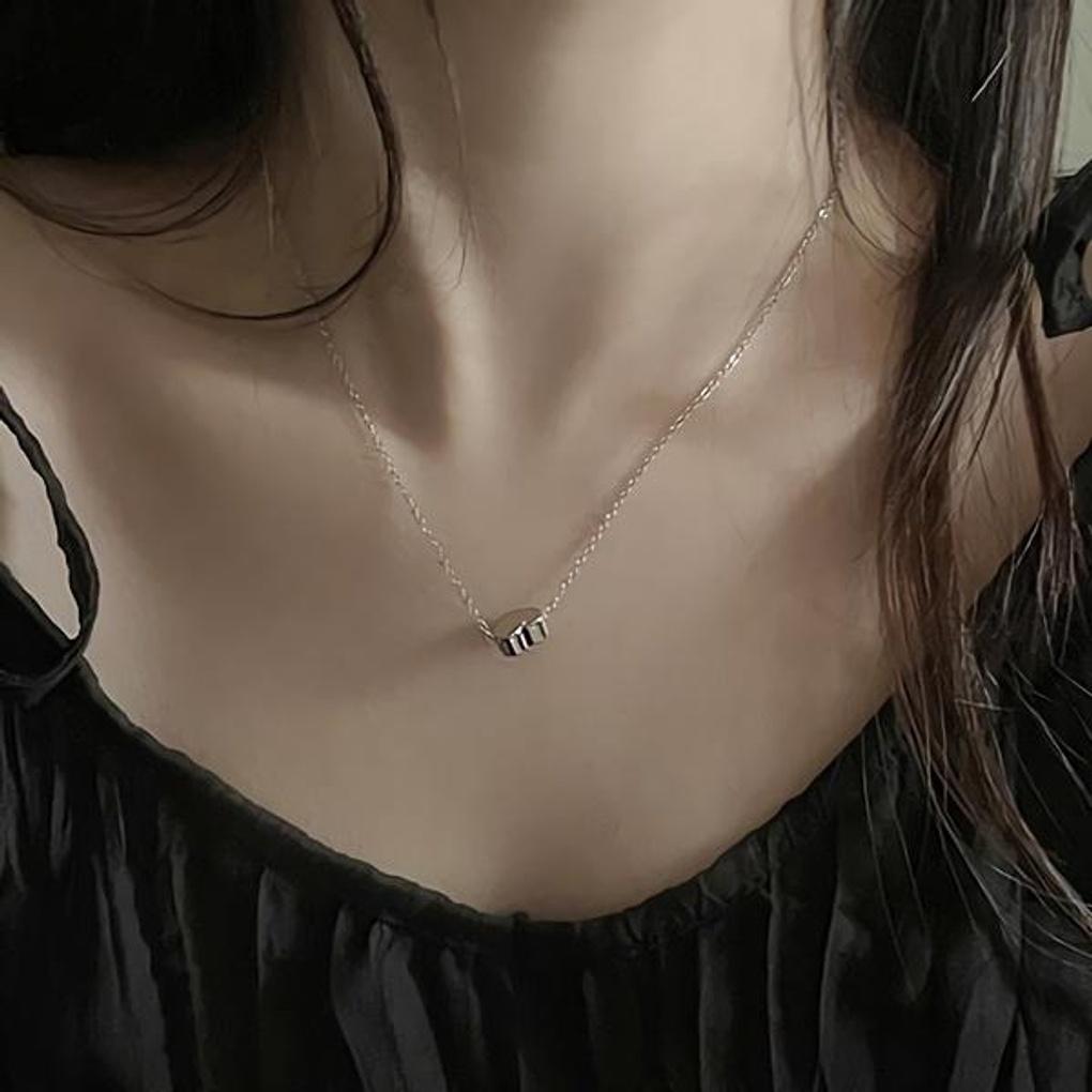 Damen Chirurgenstahl Schwarz Silber Schickes Herz Halskette