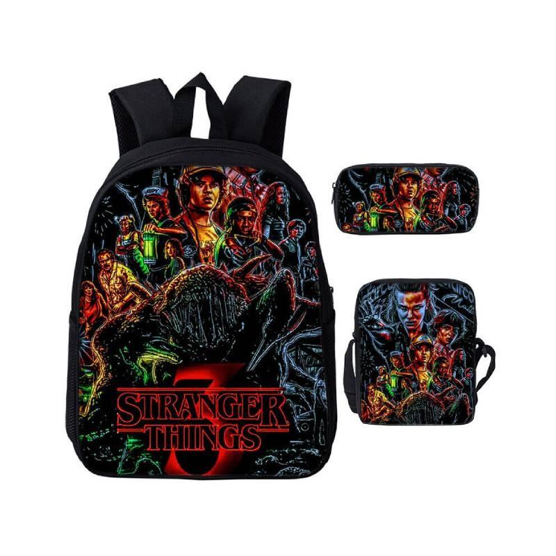 

Anime Style Three-piece Backpack Set For Kids With Geometric Pattern And Pencil Case Style 11