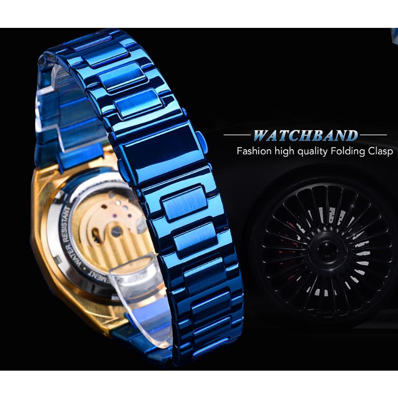 Forsining Herrenmode, lässig, hohl, mechanisches Schwungrad, automatische mechanische Uhr