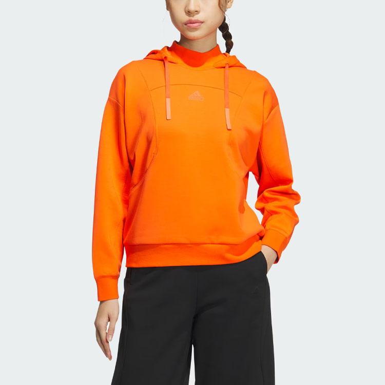 Adidas Futsal Hoodie Solid Color Logo Sports Casual Loose Hooded Sweatshirt Women Hoodies Half-Impact-Orange JH5056