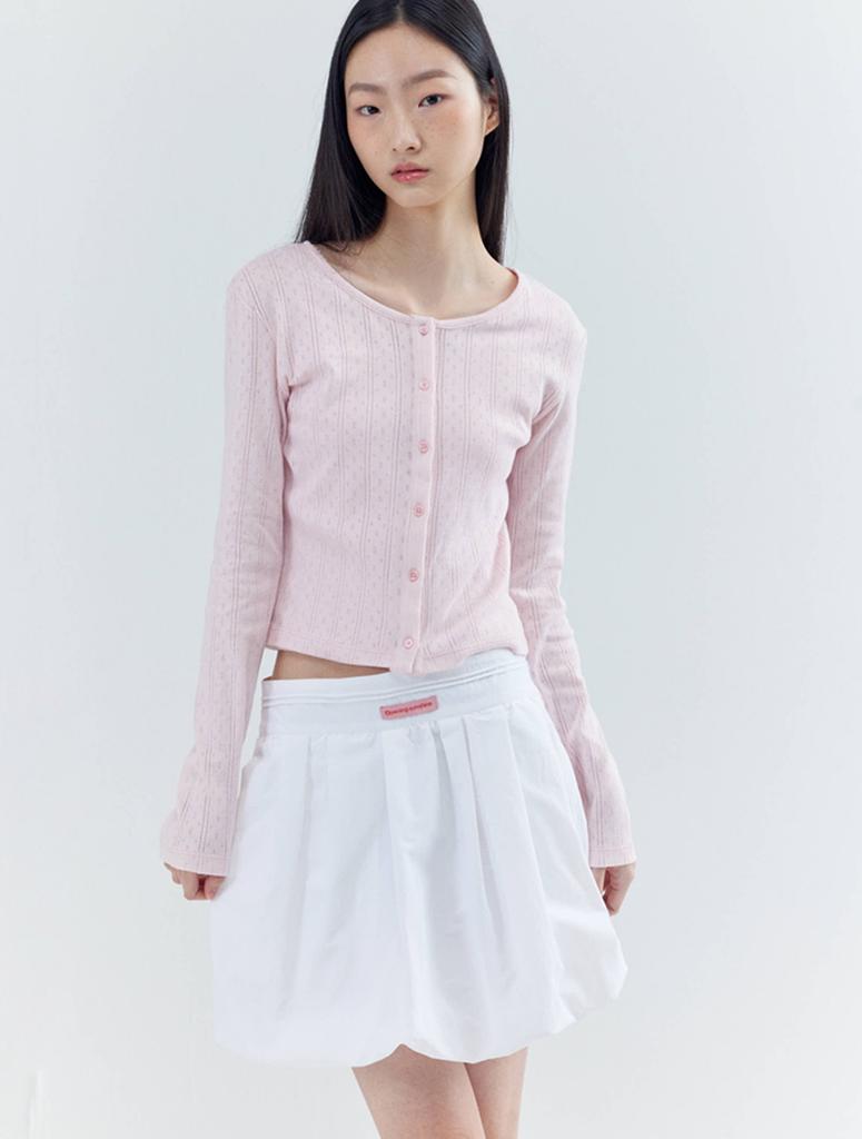 Opening Sunshine Pintuck Balloon Mini Skirt White
