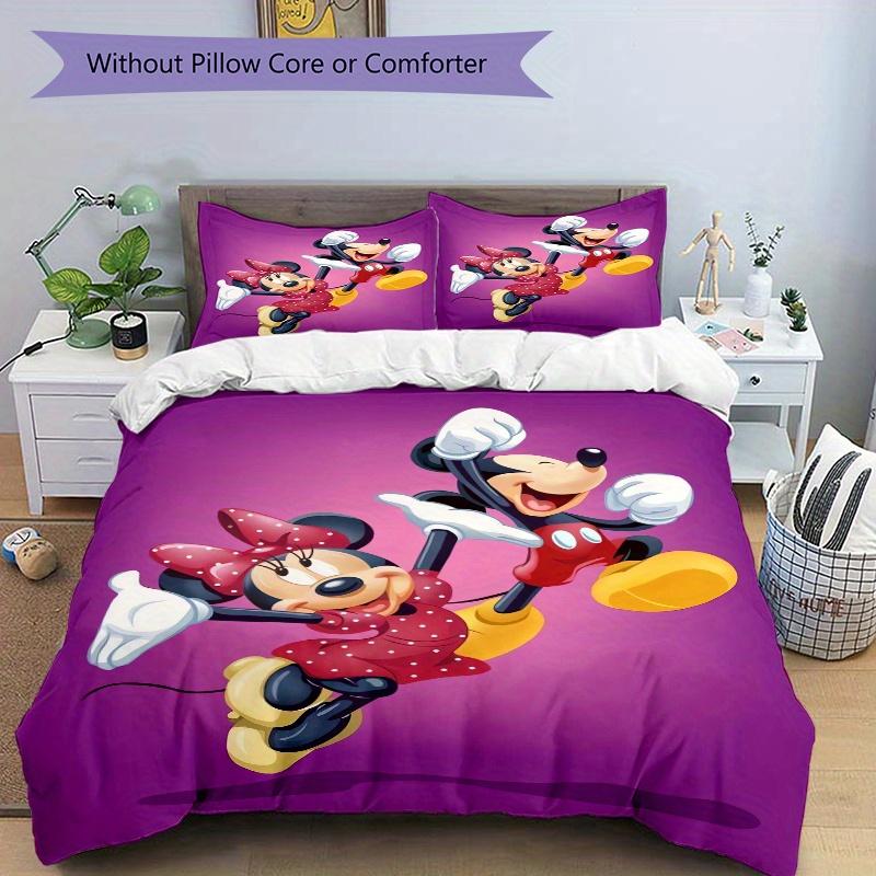3pcs Excited Mickey Minnie Quilt Cover Set - Soft and Cozy Bedroom, Guest Room and Dorm Decorative Bedding 3-Piece Set 1 Quilt Cover + 2 Pillow S