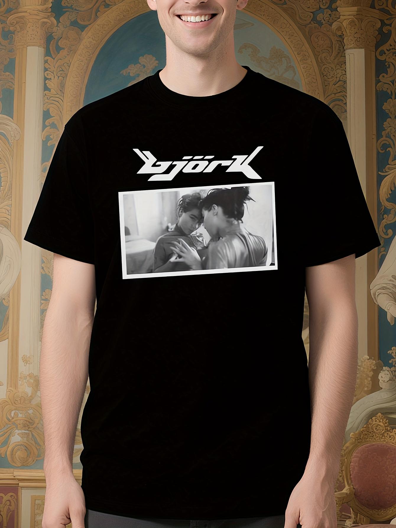 Vintage Bjork Homogenic Album Art - Black Crewneck Tee with Portrait Graphic T-shirt XXXXL